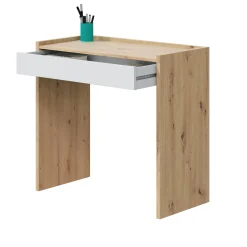Scrivania Ddepaol, 82x40h77 cm, Rovere nodi e Bianco<Dmora New