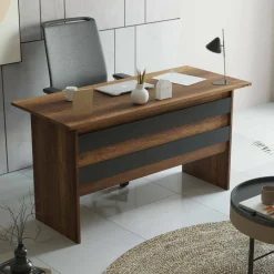 Scrivania Dfontanaros, 140x60 h74 cm, Noce e Antracite<Dmora Store