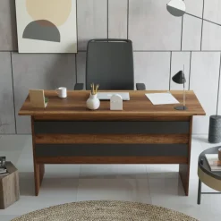 Scrivania Dfontanaros, 140x60 h74 cm, Noce e Antracite<Dmora Store