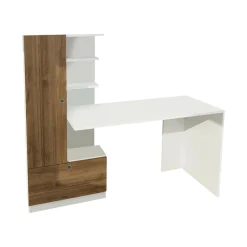 Scrivania Dhandanovi, 150x62 h120 cm, Bianco e Noce<Dmora Flash Sale