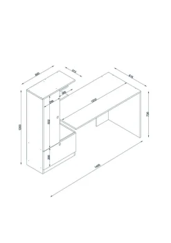 Scrivania Dhandanovi, 150x62 h120 cm, Bianco e Noce<Dmora Flash Sale