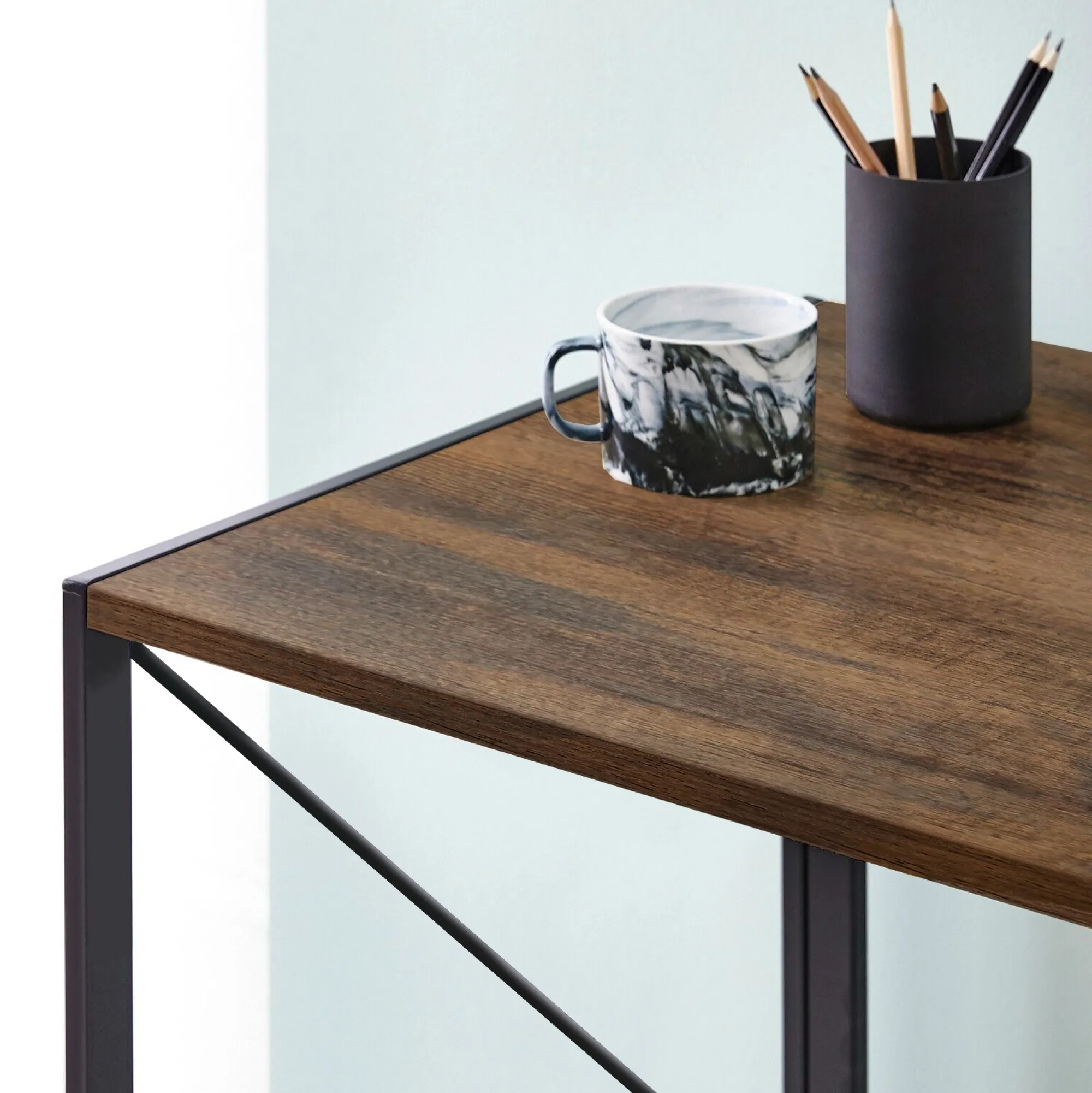 Scrivania Dhicke, 50x99h76 cm, Noce e Nero<Dmora Best Sale