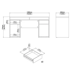 Scrivania Dina, Scrittoio multiuso, Tavolo per ufficio porta PC, Piano di lavoro, 48x149 h77 cm, Bianco<Dmora Cheap