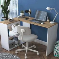 Scrivania Dlezzerin, 120x50 h75 cm, Quercia e Bianco<Dmora Fashion