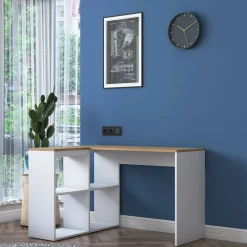 Scrivania Dlezzerin, 120x50 h75 cm, Quercia e Bianco<Dmora Fashion