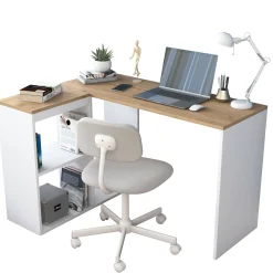 Scrivania Dlezzerin, 120x50 h75 cm, Quercia e Bianco<Dmora Fashion
