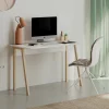 Scrivania Dmaistrell, 120x60 h75 cm, Beige e Bianco<Dmora Discount