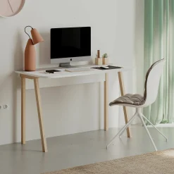 Scrivania Dmaistrell, 120x60 h75 cm, Beige e Bianco<Dmora Discount