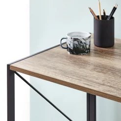 Scrivania Dmancos, 50x100h76 cm, Rovere e Nero<Dmora Store