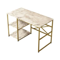 Scrivania Dprestifilipp, 120x60 h75 cm, Grigio e Oro<Dmora Cheap
