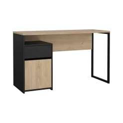 Scrivania Dsaltutt, 48x130 h77 cm, Rovere e Nero<Dmora Best Sale