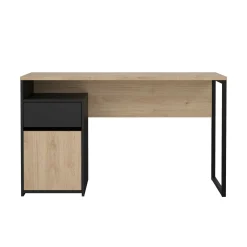 Scrivania Dsaltutt, 48x130 h77 cm, Rovere e Nero<Dmora Best Sale