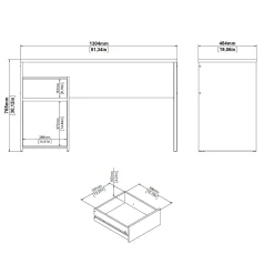 Scrivania Dsaltutt, 48x130 h77 cm, Rovere e Nero<Dmora Best Sale