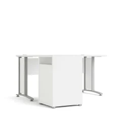 Scrivania Dsesi, 151x159 h75 cm, Bianco e Grigio<Dmora Discount