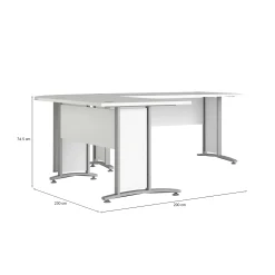 Scrivania Dsoumaor, 200x230 h75 cm, Bianco e Grigio<Dmora New