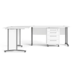 Scrivania Dtardell, 230x200 h75 cm, Bianco e Grigio<Dmora Flash Sale