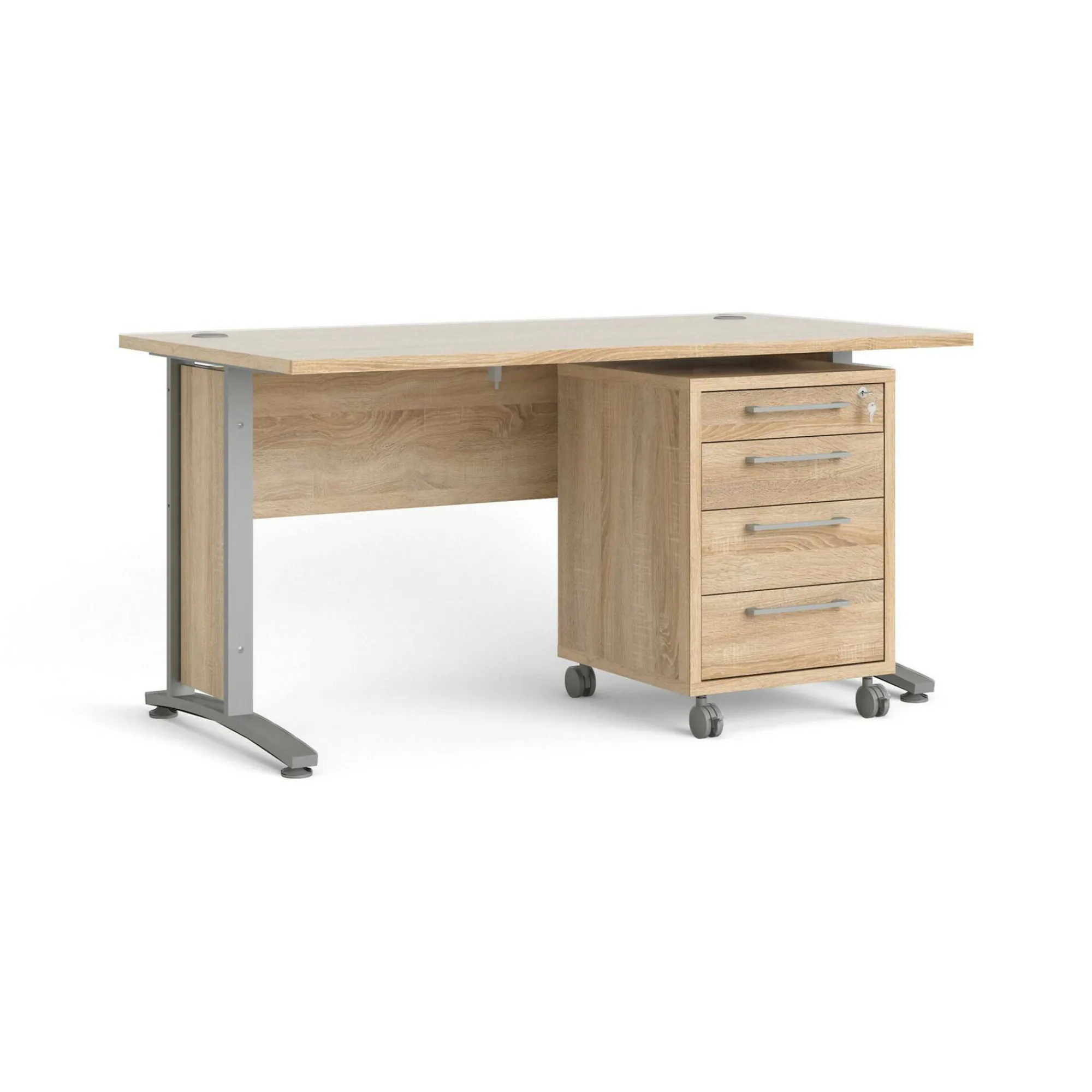 Scrivania Dtassell, 150x80 h75 cm, Grigio e Quercia<Dmora Clearance