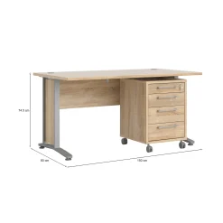 Scrivania Dtassell, 150x80 h75 cm, Grigio e Quercia<Dmora Clearance