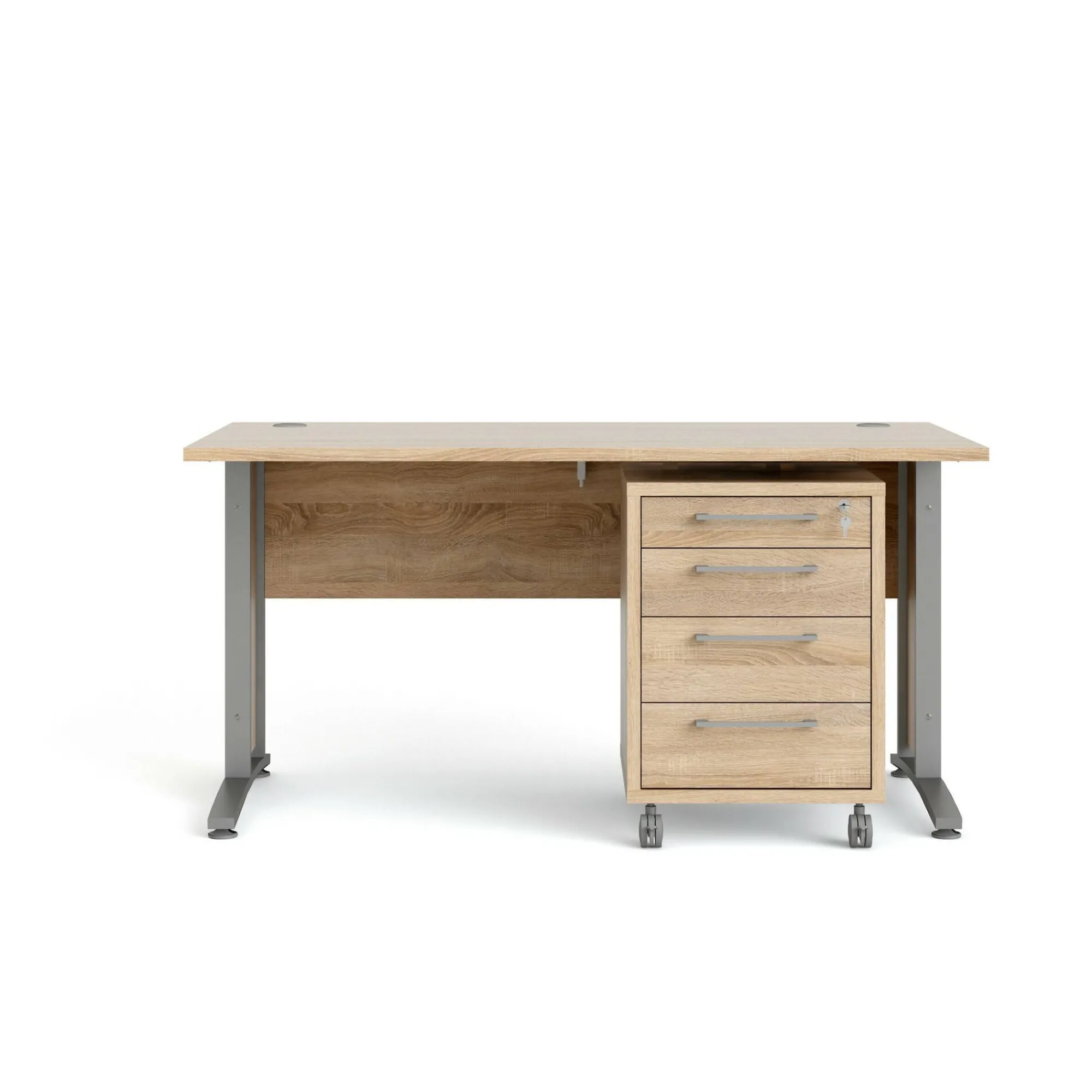 Scrivania Dtassell, 150x80 h75 cm, Grigio e Quercia<Dmora Clearance
