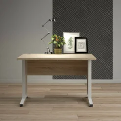 Scrivania Dtedesch, 120x80 h75 cm, Quercia e Bianco<Dmora Outlet