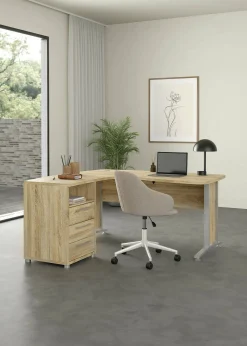 Scrivania Dtedesch, 159x150 h75 cm, Grigio e Quercia<Dmora Clearance