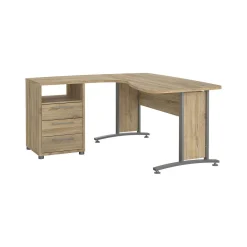 Scrivania Dtedesch, 159x150 h75 cm, Grigio e Quercia<Dmora Clearance