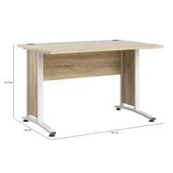 Scrivania Dtedesch, 120x80 h75 cm, Quercia e Bianco<Dmora Outlet