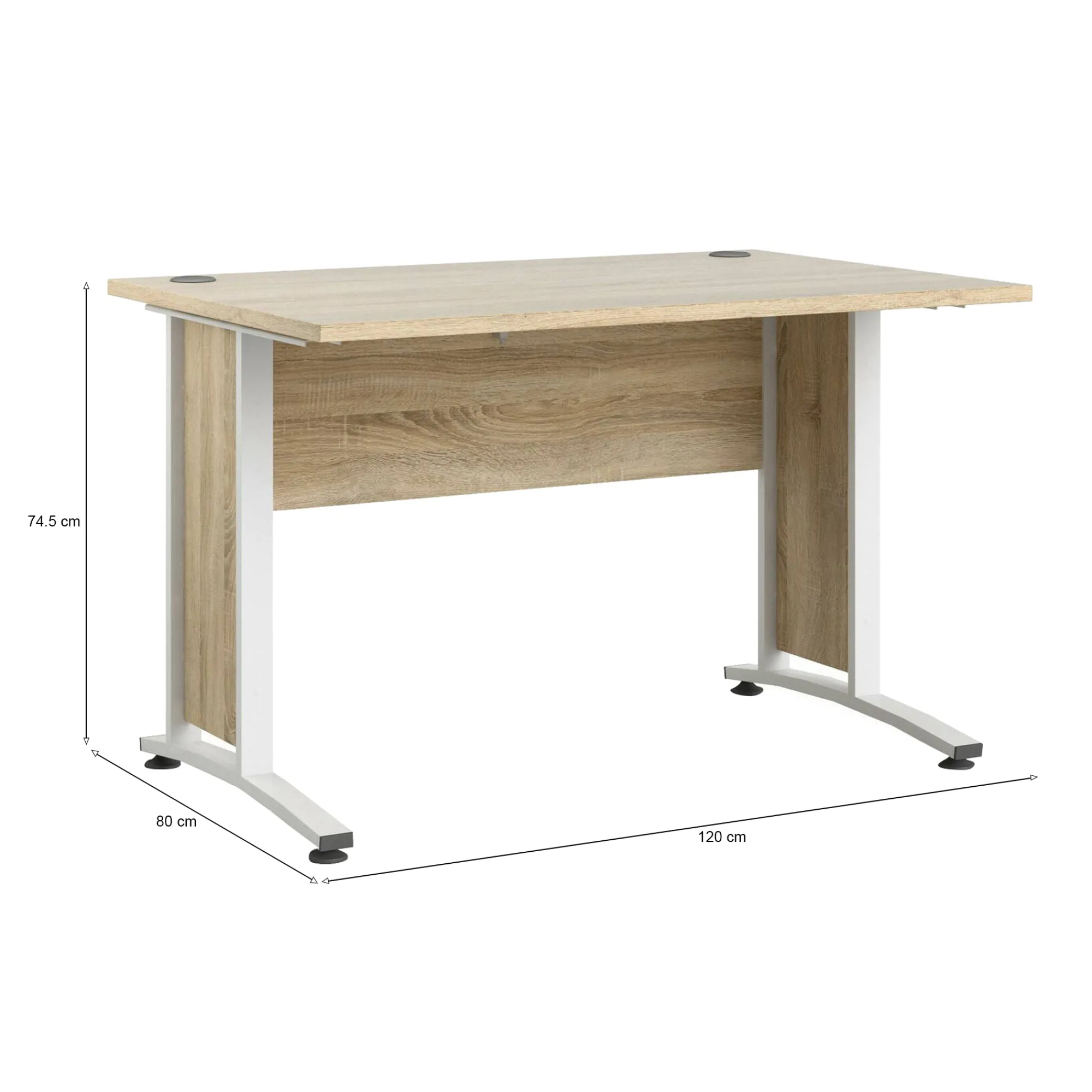 Scrivania Dtedesch, 120x80 h75 cm, Quercia e Bianco<Dmora Outlet