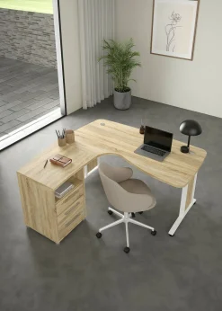 Scrivania Dtedesch, 159x150 h75 cm, Quercia e Bianco<Dmora Best