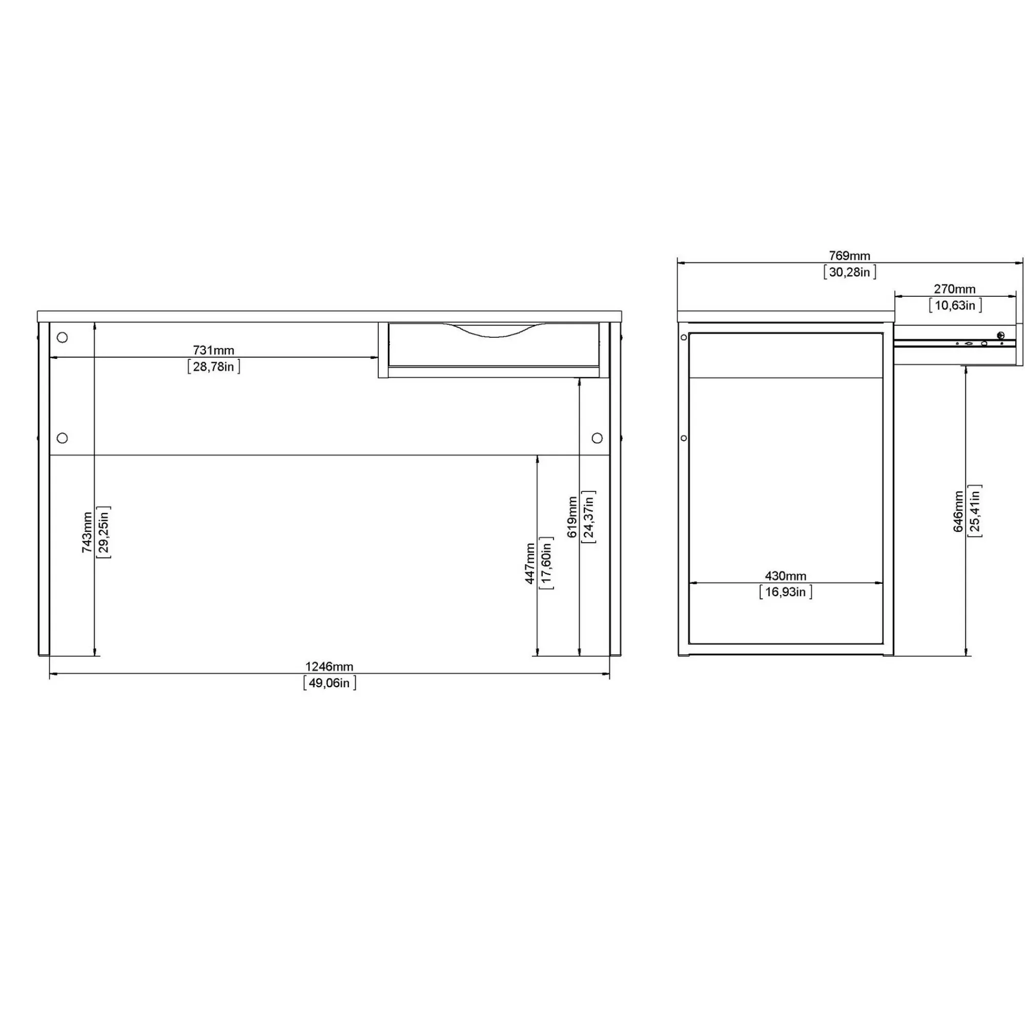 Scrivania Dtrimbol, 130x48 h77 cm,<Dmora Hot