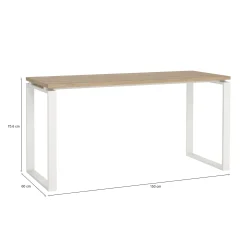 Scrivania Dtumburu, 60x150 h76 cm, Rovere e Bianco<Dmora New