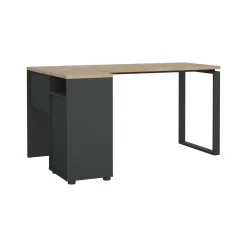 Scrivania Dturc, 100x150 h76 cm, Rovere e Grigio<Dmora Fashion