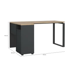 Scrivania Dturc, 100x150 h76 cm, Rovere e Grigio<Dmora Fashion