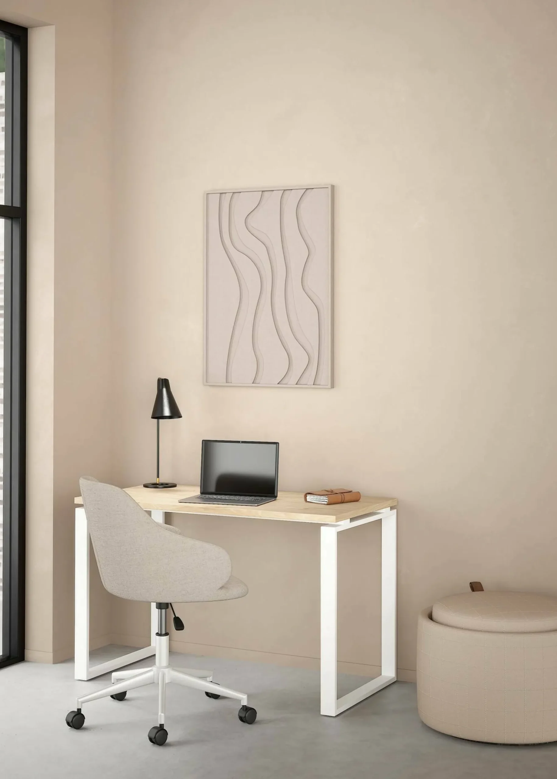 Scrivania Dturch, 60x120 h76 cm, Rovere e Bianco<Dmora Store
