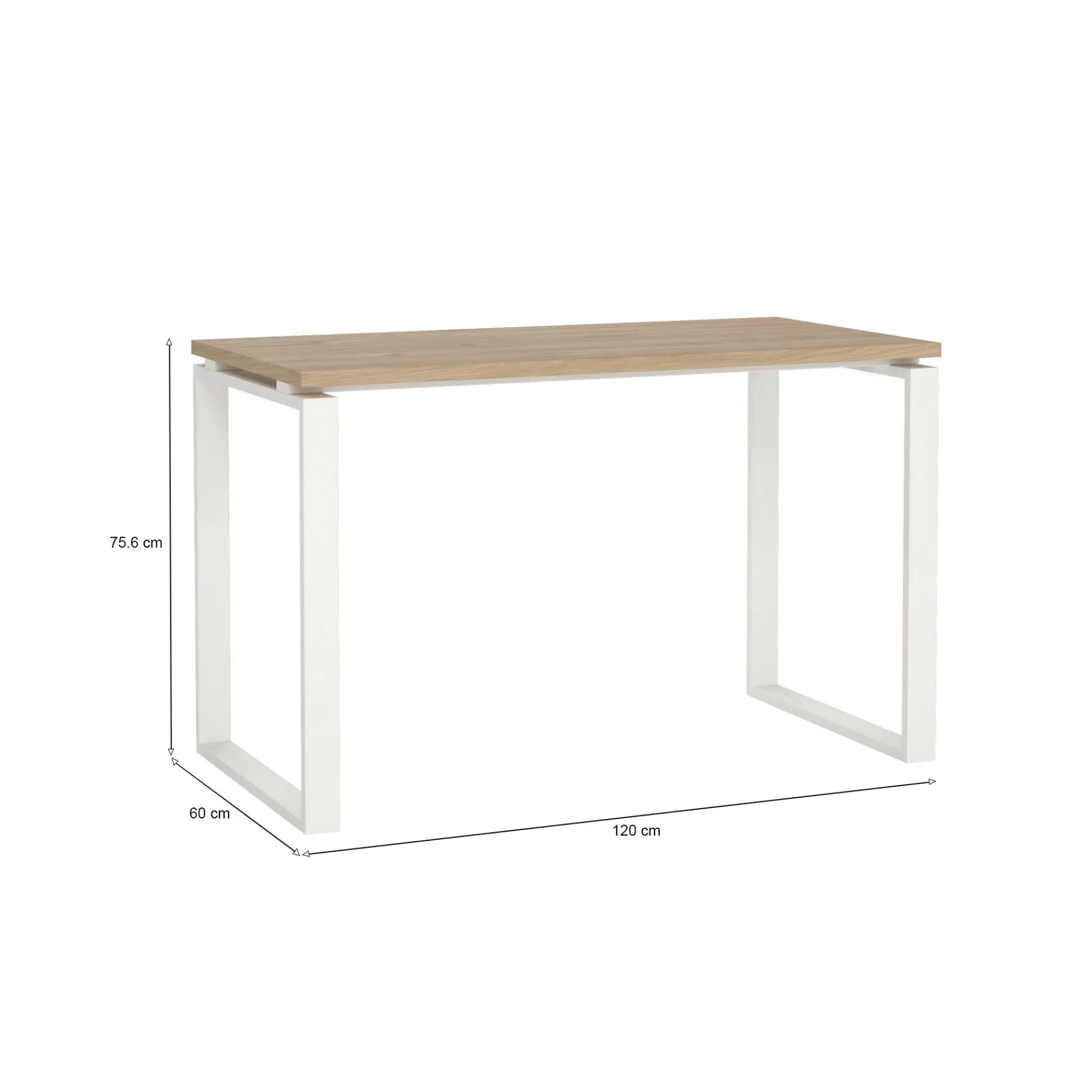 Scrivania Dturch, 60x120 h76 cm, Rovere e Bianco<Dmora Store