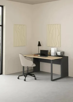 Scrivania Dturcon, 60x0 h76 cm, Rovere e Grigio<Dmora Store