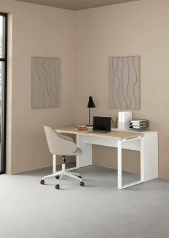 Scrivania Dturcon, 60x0 h76 cm, Rovere e Bianco<Dmora Best