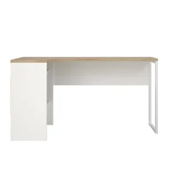 Scrivania Dturr, 81x145 h77 cm, Bianco e Rovere<Dmora Fashion