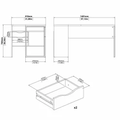 Scrivania Dturr, 145x81 h77 cm, Nero e Quercia<Dmora Cheap