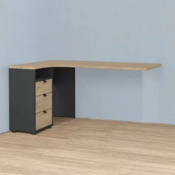 Scrivania Dtuttin, 100x150 h76 cm, Rovere e Grigio<Dmora Cheap