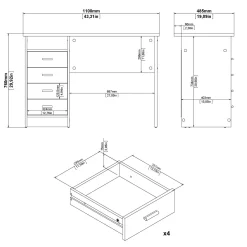 Scrivania Dugolin, 110x45 h76 cm,<Dmora Outlet