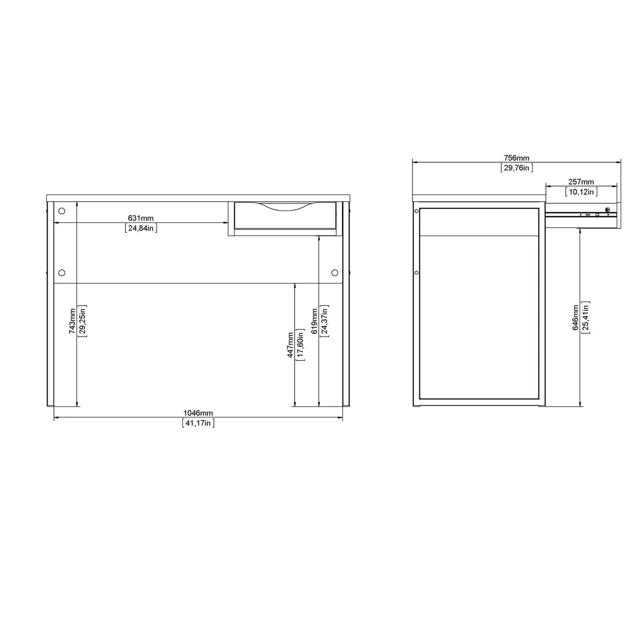 Scrivania Dvalig, 110x48 h77 cm,<Dmora New