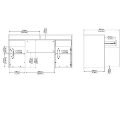 Scrivania Dvener, 48x149 h77 cm,<Dmora Cheap