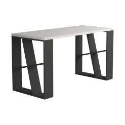 Scrivania Eloi, 140x60 h75 cm, Bianco e Antracite<Dmora Outlet