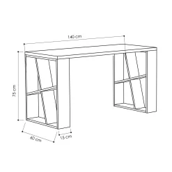 Scrivania Eloi, 140x60 h75 cm, Bianco e Antracite<Dmora Outlet