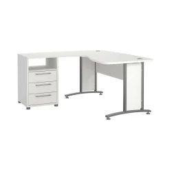 Scrivania Estongch, 159x150 h75 cm, Bianco e Grigio<Dmora Cheap