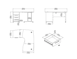 Scrivania Estongch, 159x150 h75 cm, Bianco e Grigio<Dmora Cheap