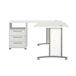 Scrivania Estongch, 159x150 h75 cm, Bianco e Grigio<Dmora Cheap