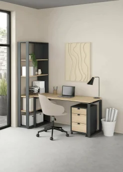 Scrivania Etienne, 80x184 h205 cm, Rovere e Grigio<Dmora Best Sale