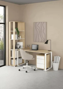 Scrivania Etienne, 80x184 h205 cm, Rovere e Bianco<Dmora Cheap